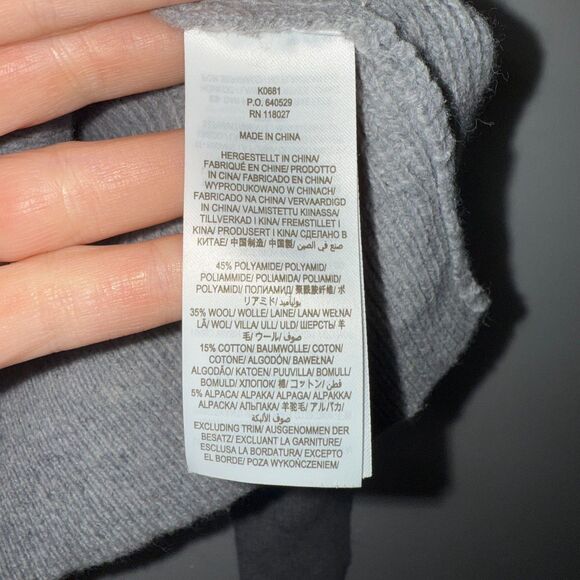 Boden Jeweled Neckline Ribbed Sweater - Gray 8 - Picture 9 of 10